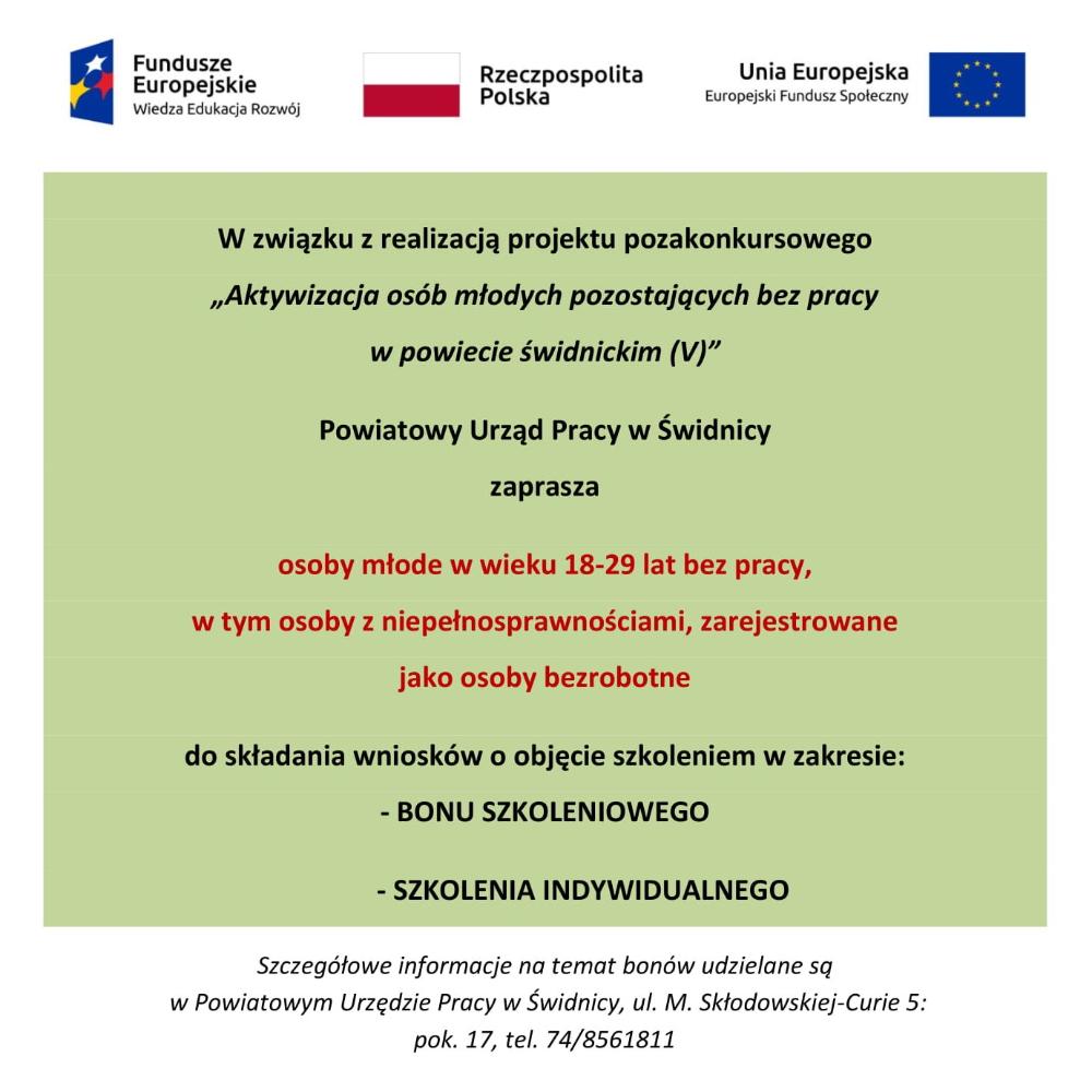 Zdjęcie galerii artykułu:  - Nabór wniosków na bon szkoleniowy i szkolenia indywidualne dla osób do 29 roku życia.jpg