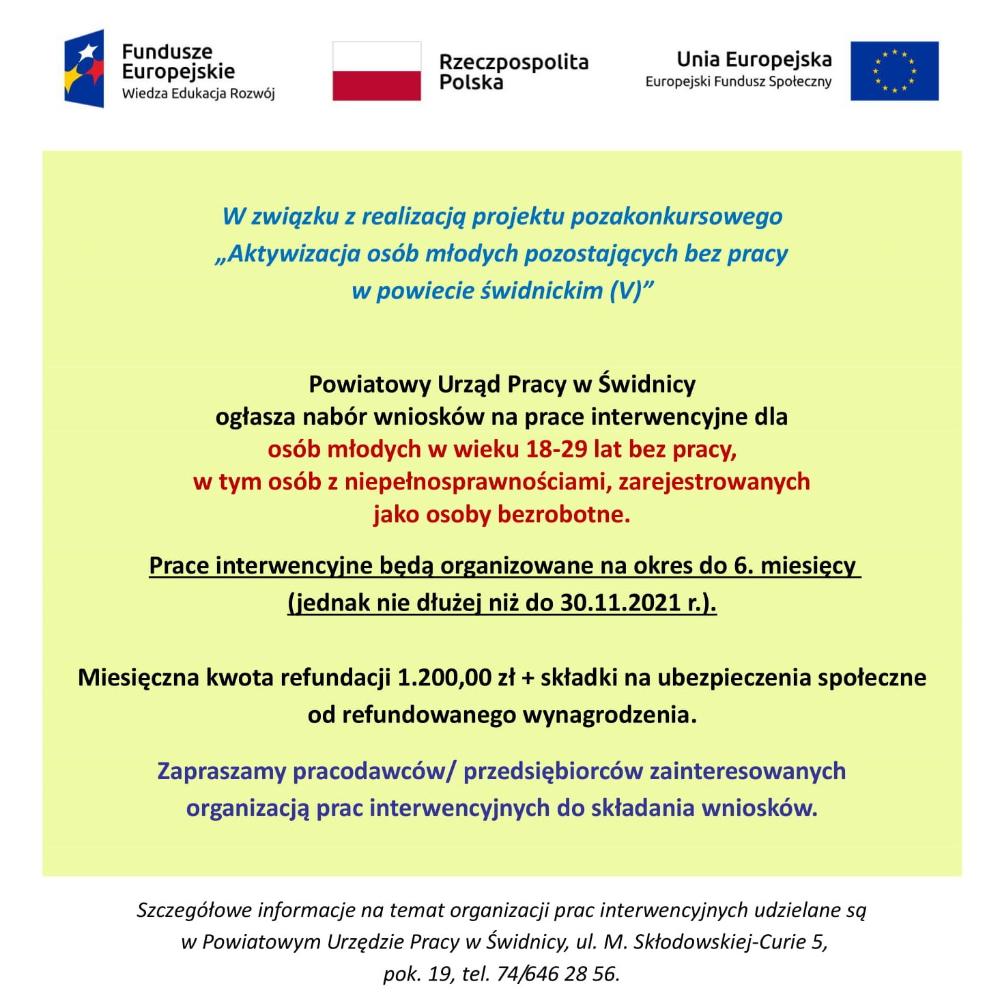 Zdjęcie galerii artykułu:  - Nabór wniosków na prace interwencyjne dla osób do 29 roku życia.jpg