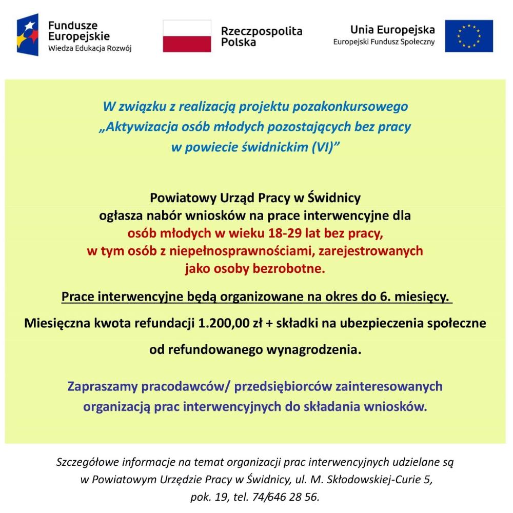Zdjęcie galerii artykułu:  - Nabór wniosków na prace interwencyjne dla osób do 29 roku życia.jpg