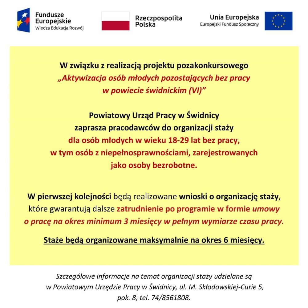 Zdjęcie galerii artykułu:  - Staż dla osób do 29 roku życia - nabór wniosków